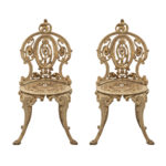Pair of Antique White Painted Iron Garden Chairs