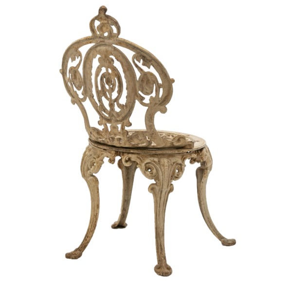 Pair of Antique White Painted Iron Garden Chairs - Image 6