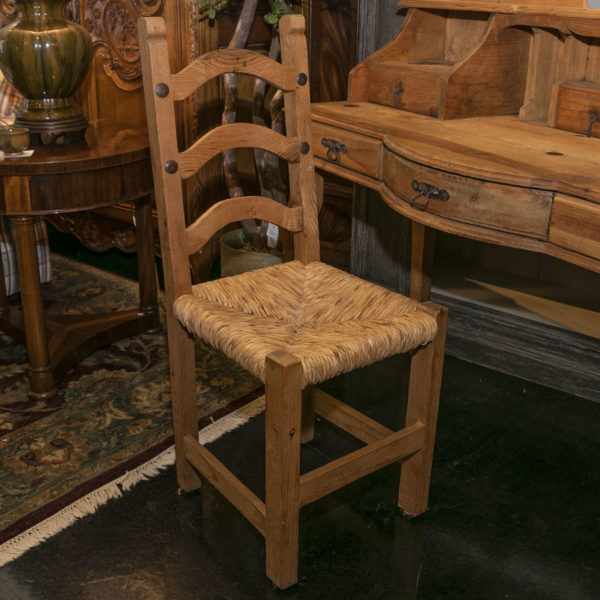 Pine Secretary Style Desk with Rush Seat Chair - Image 6