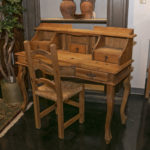 Pine Secretary Style Desk with Rush Seat Chair - Image 9
