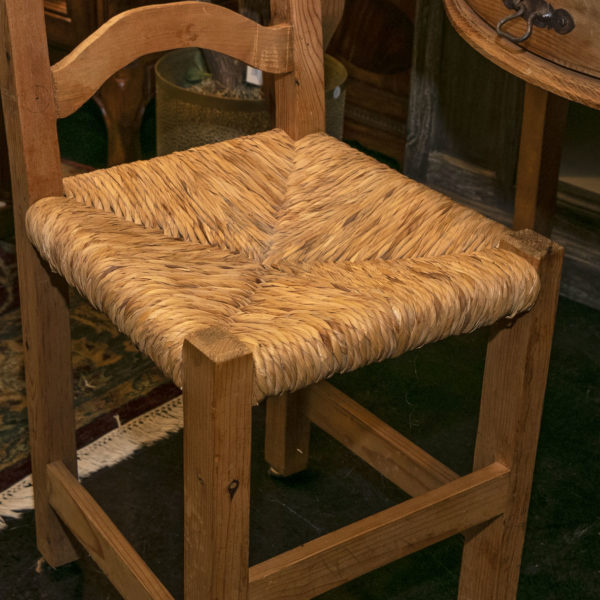 Pine Secretary Style Desk with Rush Seat Chair - Image 8