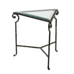 Triangular Wrought Iron and Beveled Glass Side Table