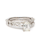 2 Total Carat Emerald and Marquis Cut Diamond Wedding Band Set in 14 Karat Gold - Image 3