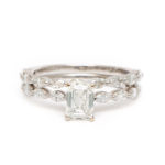 2 Total Carat Emerald and Marquis Cut Diamond Wedding Band Set in 14 Karat Gold