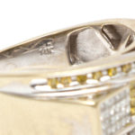 Men's White and Yellow Diamond Ring in 14 Karat Gold - Image 3