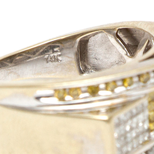 Men's White and Yellow Diamond Ring in 14 Karat Gold - Image 3
