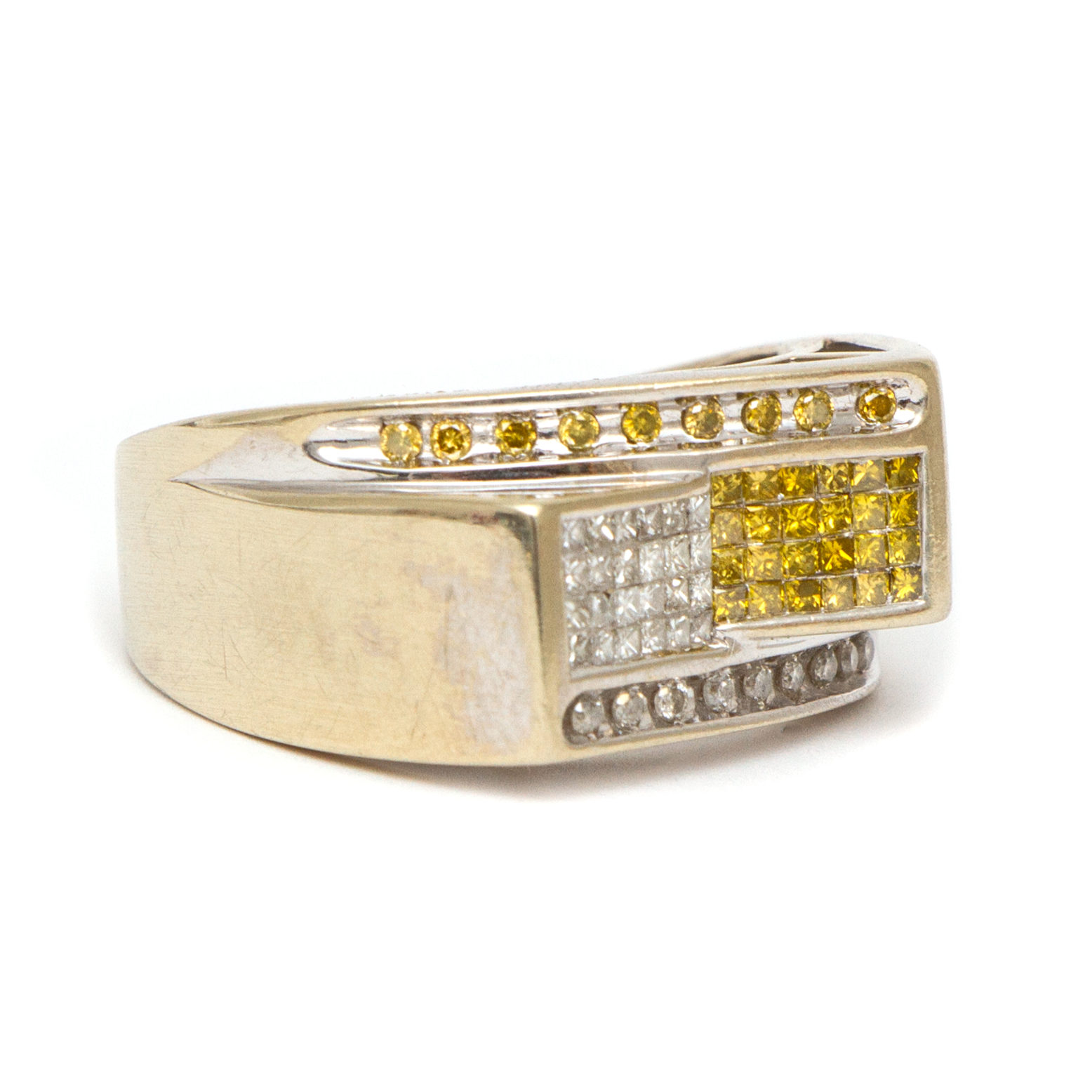 Men S White And Yellow Diamond Ring In Karat Gold Grandview Mercantile