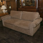 POTTERY BARN Beige Microsuede Upholstered Sofa - Image 5