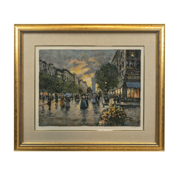 LE BLANC Parisian Street Scene Signed and Numbered Lithograph - Image 1