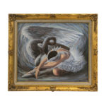 Original Oil on Canvas of Ballerina and Swan - Signed