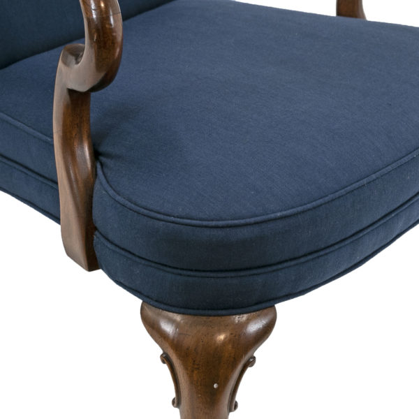 HICKORY CHAIR Navy Upholstered Gooseneck Armchair - Image 3