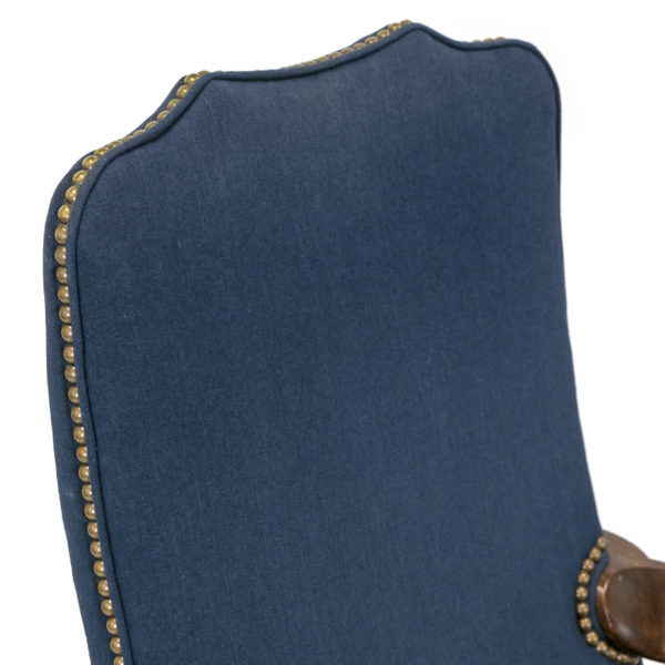 HICKORY CHAIR Navy Upholstered Gooseneck Armchair - Image 4