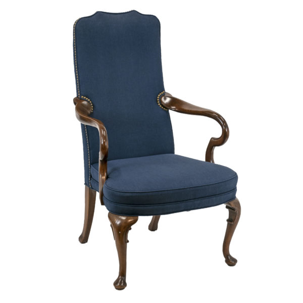 HICKORY CHAIR Navy Upholstered Gooseneck Armchair - Image 1