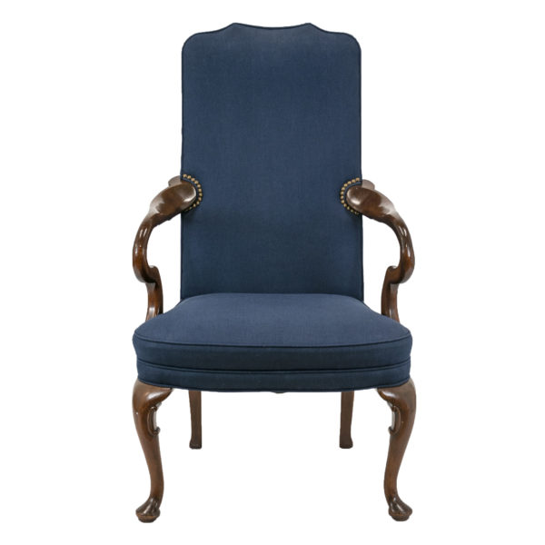 HICKORY CHAIR Navy Upholstered Gooseneck Armchair - Image 6