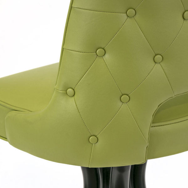 Pair of Chartreuse Vinyl Bar Stools with Tufted Backs - Image 2