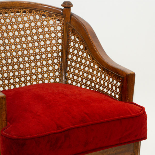 Set of 4 Vintage Barrel Cane Back Chairs on Casters - Image 2