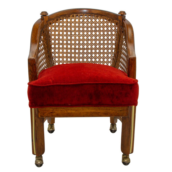 Set of 4 Vintage Barrel Cane Back Chairs on Casters - Image 5