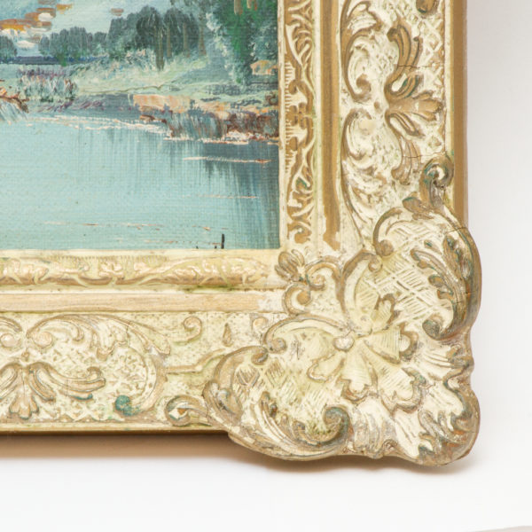 Original Oil on Canvas of European Village at the Base of a Mountain - Image 2