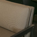 Outdoor Sofa in Beige and Black Stripe Upholstery with Black Wood Frame - Image 4