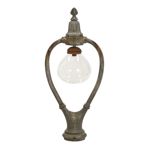 Antique Street Post Lamp Converted to Table Lamp with Glass Shade - Image 1