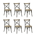 Set of 6 Bistro Style X-Back Dining Chairs