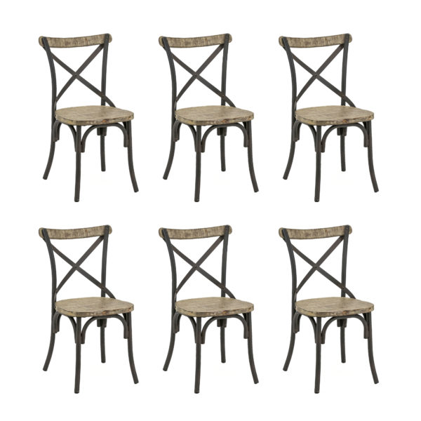 Set of 6 Bistro Style X-Back Dining Chairs - Image 1