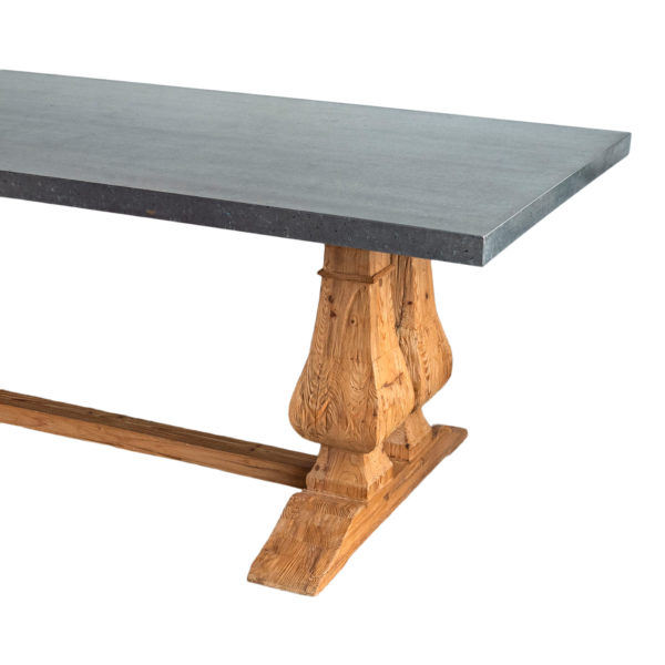 Zinc Wrapped Reclaimed Wood Trestle Base Dining Table Grandview   ZJXS 104 2 600x600 