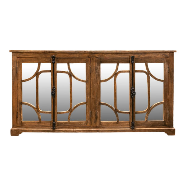 ELM AND IRON Reclaimed Wood and Mirror Credenza - Image 1