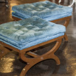Vintage Blue Button Tufted Ottoman - Image 4