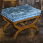 Vintage Blue Button Tufted Ottoman