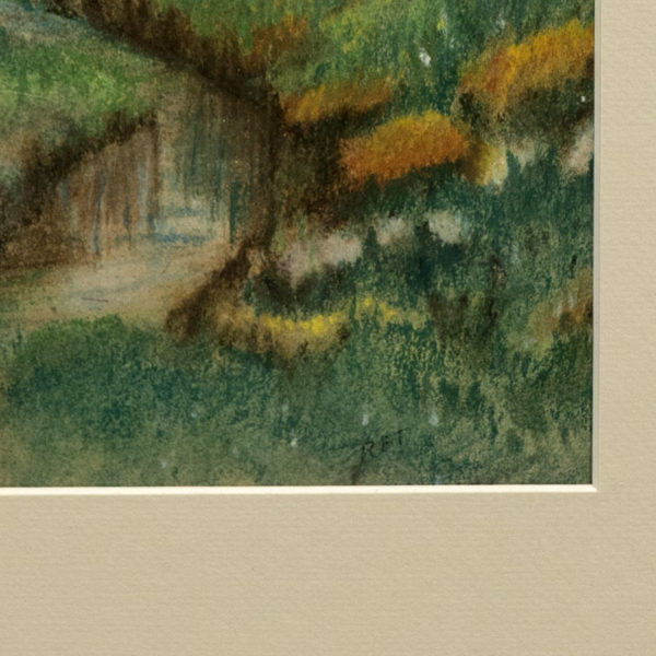 Original Oil Pastel Landscape “Village Through the Trees” - Signed - Image 3