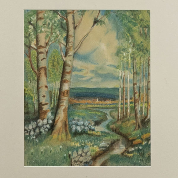 Original Oil Pastel Landscape “Village Through the Trees” - Signed - Image 2