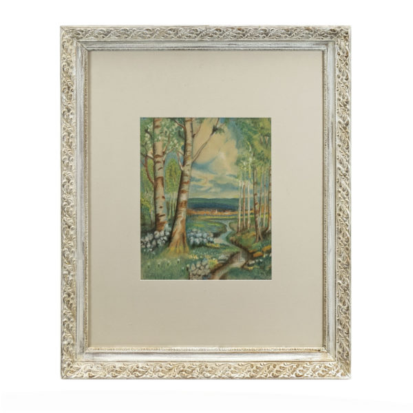 Original Oil Pastel Landscape “Village Through the Trees” - Signed - Image 1