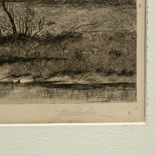 Antique Etching of Landscape with Fly Fisherman - Signed - Image 3