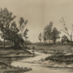 Antique Etching of Landscape with Fly Fisherman - Signed - Image 2