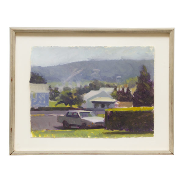 FRANK HOBBS Original Oil on Rag Paper “Factory Town” - Signed - Image 1