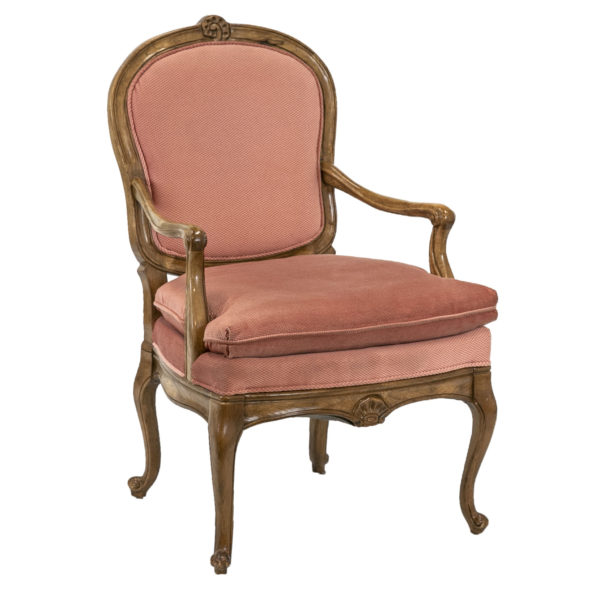 Vintage BERNHARDT French Provincial Armchair with Pink Upholstery - Image 1