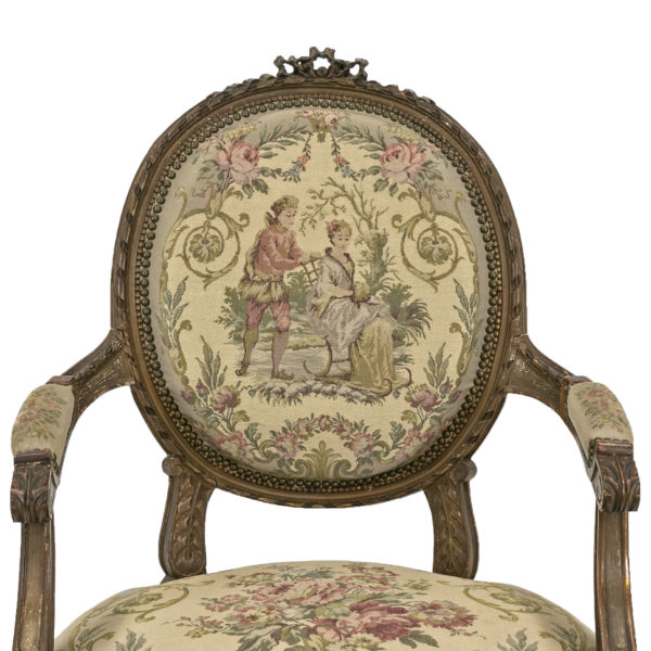 Pair of Early 1900s French Louis XVI Style Armchairs with Needlepoint Upholstery - Image 5