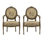 Pair of Early 1900s French Louis XVI Style Armchairs with Needlepoint Upholstery