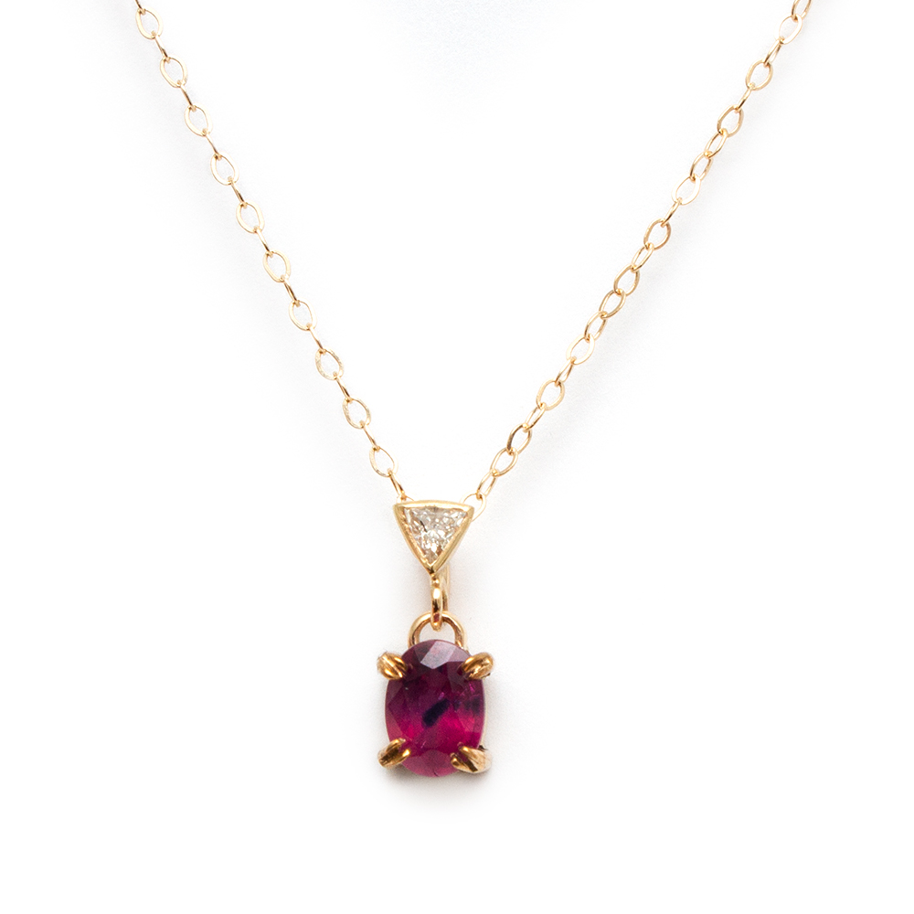 Rare 1.27 Carat Ruby with Sapphire Inclusion Necklace in 14 Karat Gold |  Grandview Mercantile