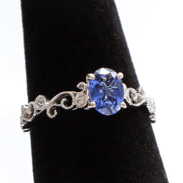 1 Carat Sapphire and Diamond Ring in 14 Karat White Gold - Image 4