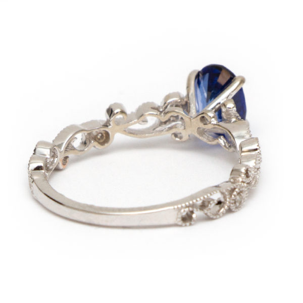 1 Carat Sapphire and Diamond Ring in 14 Karat White Gold - Image 3