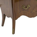 French Louis XV Style Inlaid Bombe Chest with Marble Top - Image 5