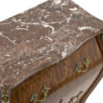 French Louis XV Style Inlaid Bombe Chest with Marble Top - Image 3