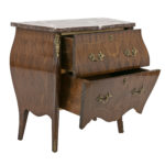 French Louis XV Style Inlaid Bombe Chest with Marble Top - Image 2