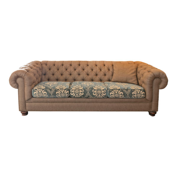 ETHAN ALLEN Chesterfield Style Sofa in Gold - Image 1