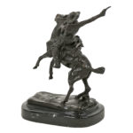 AFTER CHARLES M. RUSSELL(1864-1926) “Smokin’ Up” Bronze Sculpture - Image 3