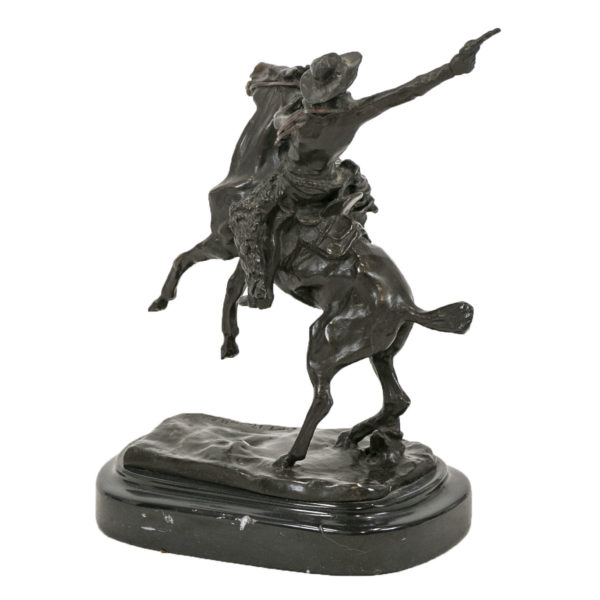 AFTER CHARLES M. RUSSELL(1864-1926) “Smokin’ Up” Bronze Sculpture - Image 3