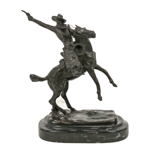 AFTER CHARLES M. RUSSELL(1864-1926) “Smokin’ Up” Bronze Sculpture - Image 1