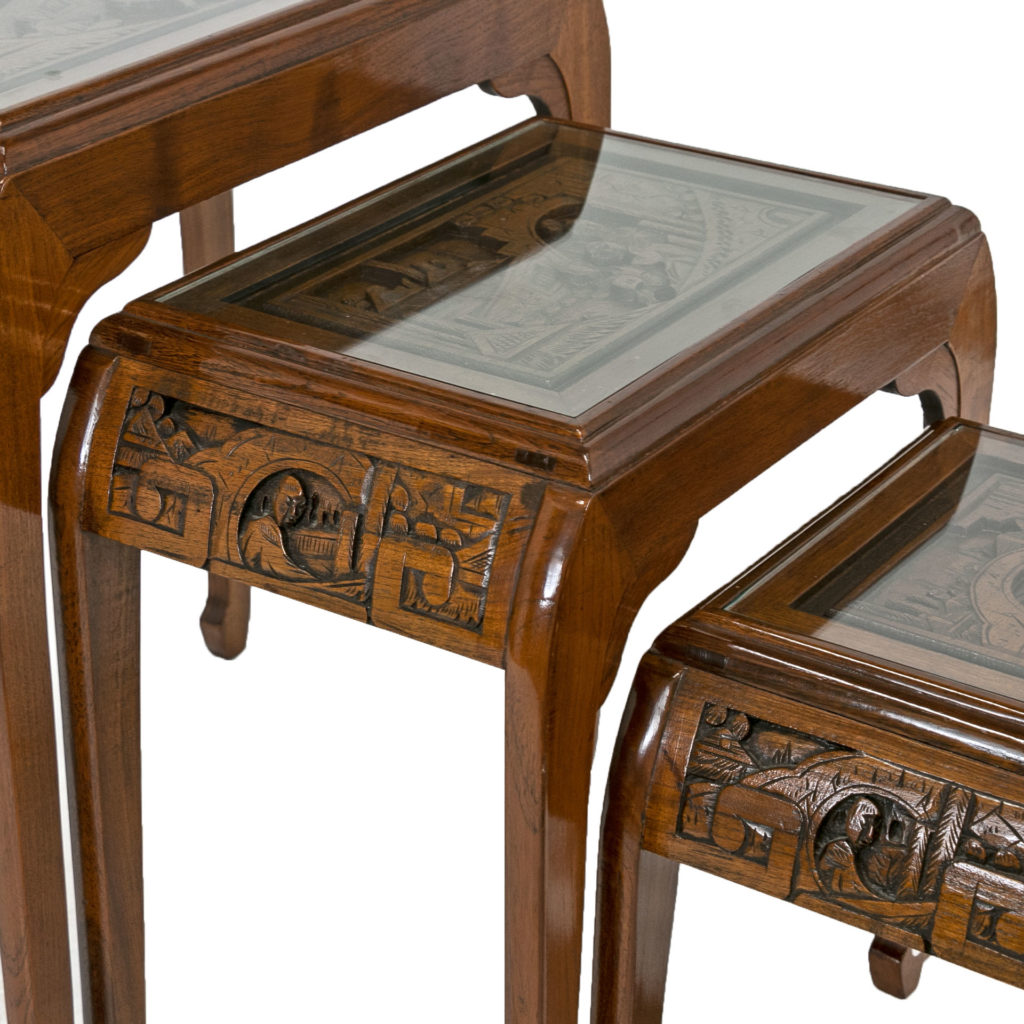 Set of 3 Vintage Asian Inspired Carved Wood Nesting Tables | Grandview ...